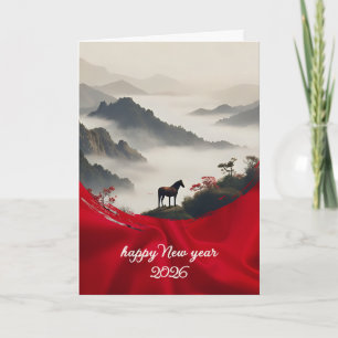 Cartes Pour Fêtes Annuelles Année du Cheval 2026 Nouvel An Chinois Montagne 
