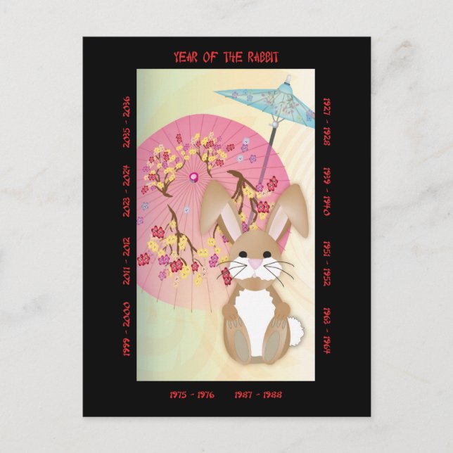 Cartes Pour Fêtes Annuelles Année du lapin (Devant)