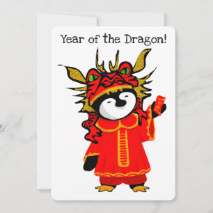 Cartes Pour Fêtes Annuelles Année du manchot de dragon