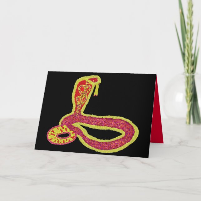 Cartes Pour Fêtes Annuelles Année du serpent chinois lunaire parties scintilla (Devant)