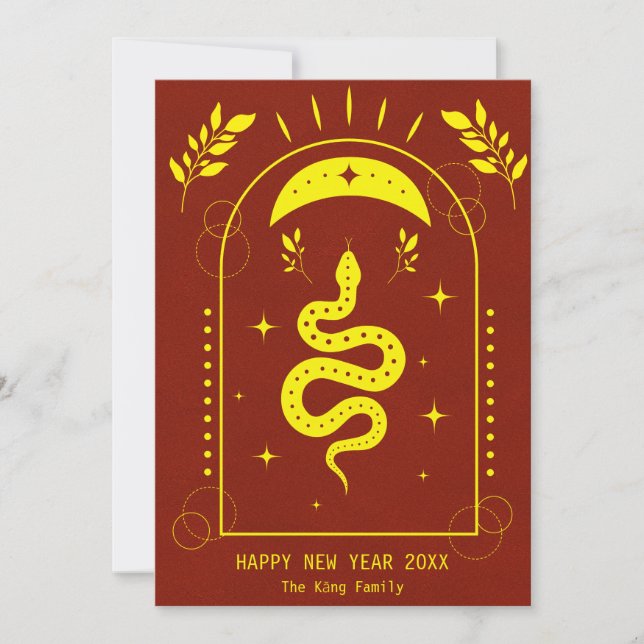 Cartes Pour Fêtes Annuelles Année du serpent Rouge Chinois Nouvel An 2025 (Devant)