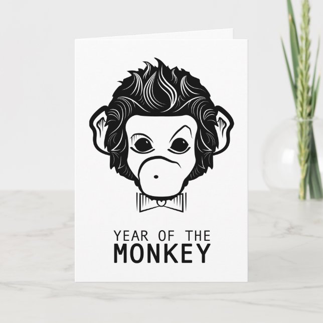 Cartes Pour Fêtes Annuelles année du singe (bowtie) (Devant)