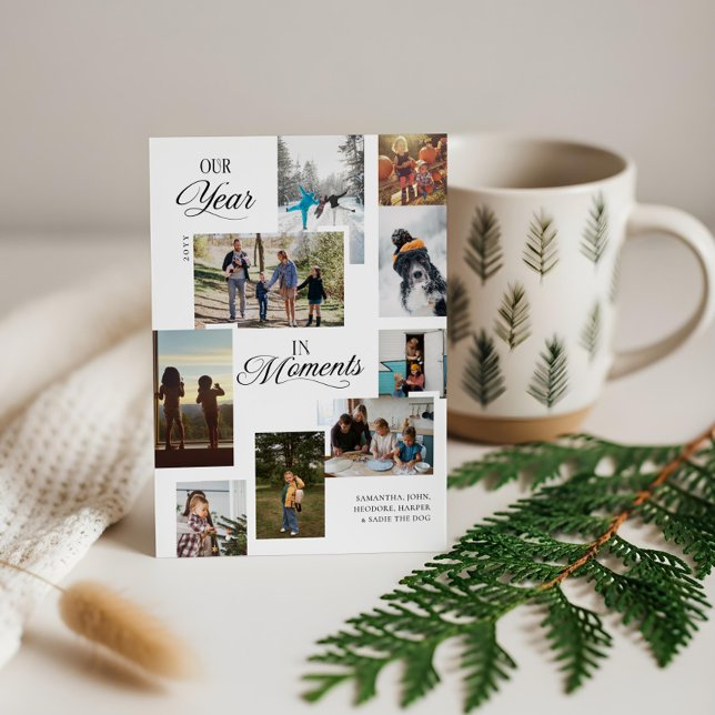 Cartes Pour Fêtes Annuelles Année en moments Famille Photo Collage Noël (Year in Moments Family Photo Collage Christmas Holiday Card)