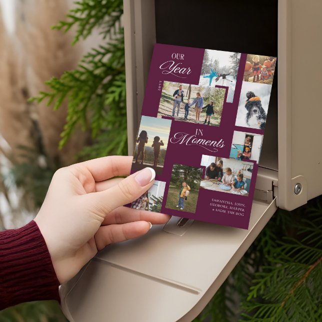 Cartes Pour Fêtes Annuelles Année en moments Famille Photo Collage Noël (Year in Moments Family Photo Collage Christmas Holiday Card)