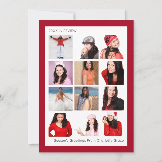 Cartes Pour Fêtes Annuelles Année En Revue Douze Photo Personnalisée Noël (Devant)