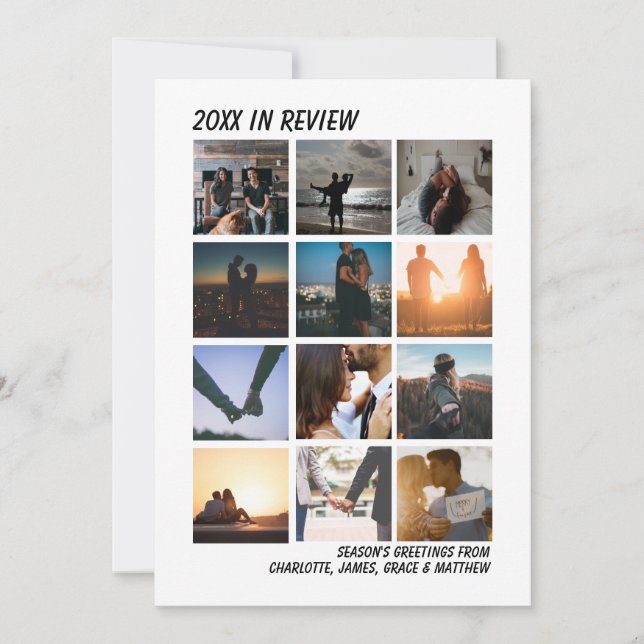 Cartes Pour Fêtes Annuelles Année En Revue Douze Photo Personnalisée Noël (Devant)