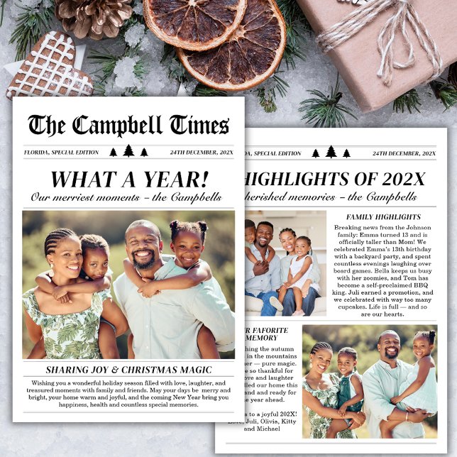 Cartes Pour Fêtes Annuelles Année en revue Family Newsletter Noël Photo (Créateur téléchargé)
