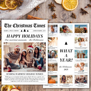 Cartes Pour Fêtes Annuelles Année en revue Journal Famille Photo unique Happy