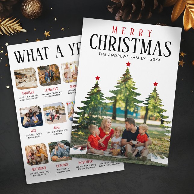Cartes Pour Fêtes Annuelles Année en revue Photo de famille Noël (Créateur téléchargé)