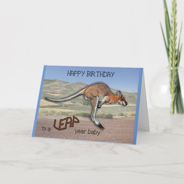 Cartes Pour Fêtes Annuelles ANNÉE LEAP Anniversaire, Humour, Art de Leaping KA (Devant)