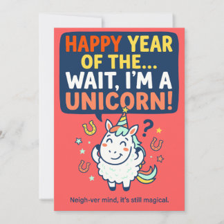 Cartes Pour Fêtes Annuelles Année licorne Cheval drôle