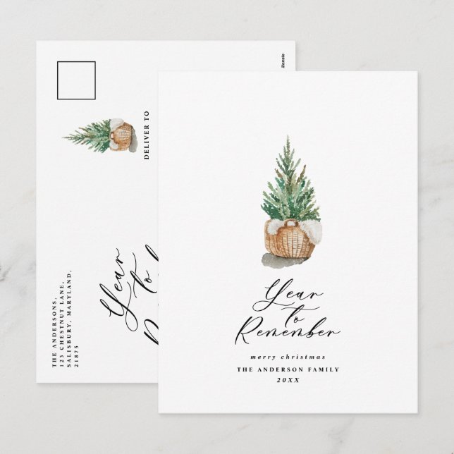 Cartes Pour Fêtes Annuelles Année minimale moderne pour se souvenir de l'arbre (Devant / Derrière)