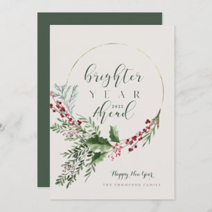 Cartes Pour Fêtes Annuelles Année plus brillante à l'avenir Aquarelle Wreath N
