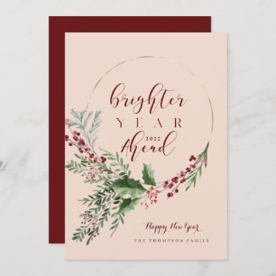 Cartes Pour Fêtes Annuelles Année plus brillante à l'avenir Aquarelle Wreath N
