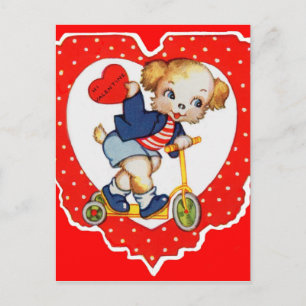 Cartes Pour Fêtes Annuelles Années 1930 Valentine chiot chien équitation scoot