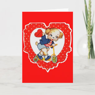 Cartes Pour Fêtes Annuelles Années 1930 Valentine chiot chien équitation scoot