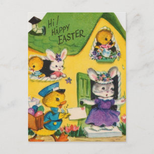 Cartes Pour Fêtes Annuelles Années 1950 Vintage Happy Easter Animals