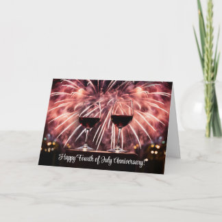 Cartes Pour Fêtes Annuelles Anniversaire 4 juillet avec le vin