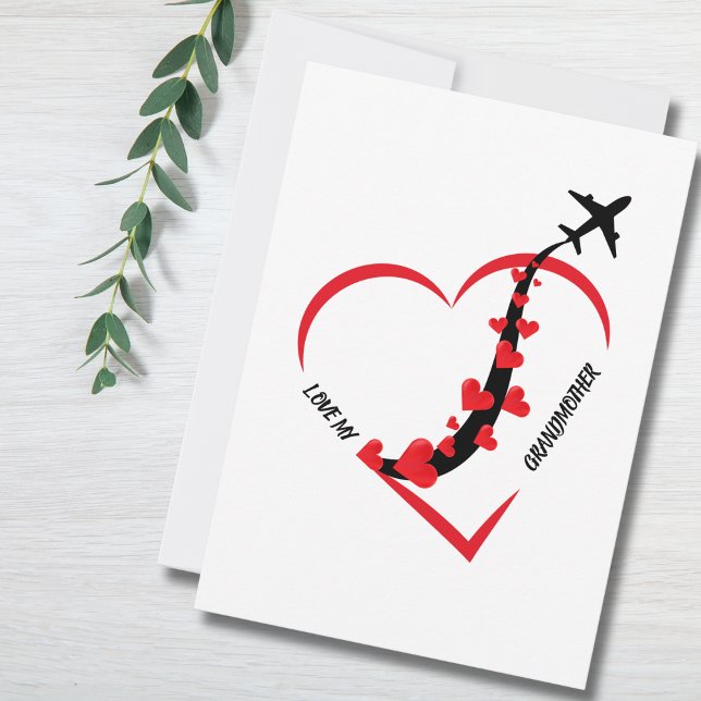 Cartes Pour Fêtes Annuelles Anniversaire Amour Ma grand-mère Avion Coeur Perso (Créateur téléchargé)