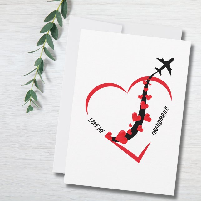 Cartes Pour Fêtes Annuelles Anniversaire Amour Mon Grand-Père Avion Coeur Pers (Créateur téléchargé)