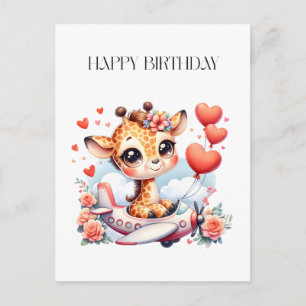 Cartes Pour Fêtes Annuelles Anniversaire Avion Girafe