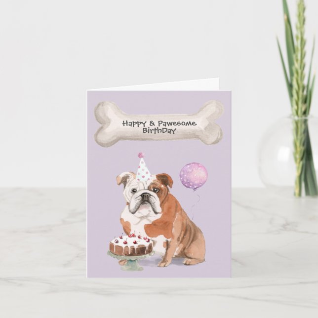 Cartes Pour Fêtes Annuelles Anniversaire Bouledogue (Devant)