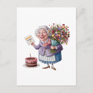 Cartes Pour Fêtes Annuelles Anniversaire classique de Mamie avec des fleurs gé