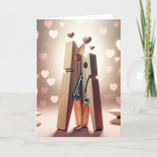 Cartes Pour Fêtes Annuelles Anniversaire Clothespin Couple
