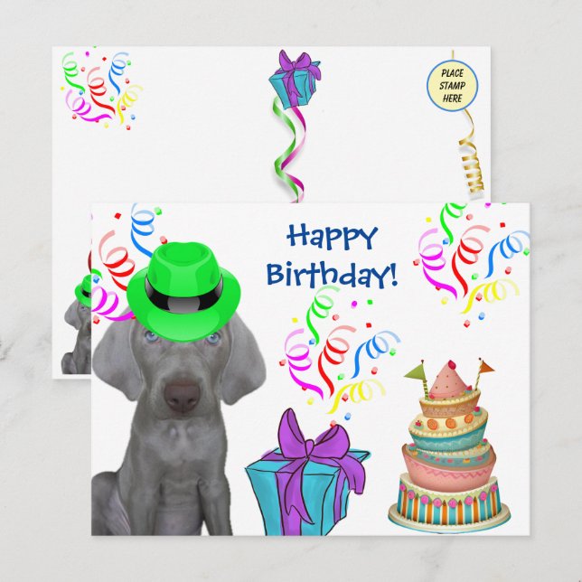 Cartes Pour Fêtes Annuelles Anniversaire de Brooklyn le Weimaraner (Devant / Derrière)