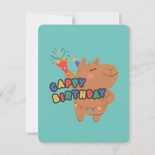 Cartes Pour Fêtes Annuelles Anniversaire de Cappy | Cute Capybara Joyeux anniv (Devant)