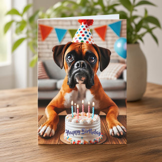 Cartes Pour Fêtes Annuelles Anniversaire de chien Boxer amusant