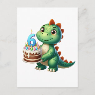 Cartes Pour Fêtes Annuelles Anniversaire de Dino 6 ans