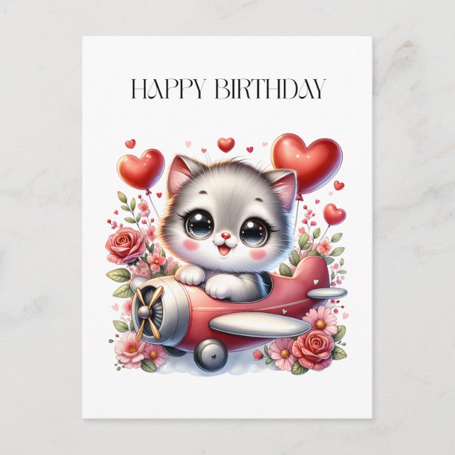 Cartes Pour Fêtes Annuelles Anniversaire de Kitten Pilot (Devant)