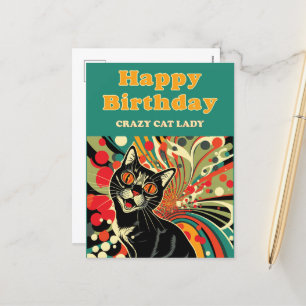 Cartes Pour Fêtes Annuelles Anniversaire de la dame Crazy Cat