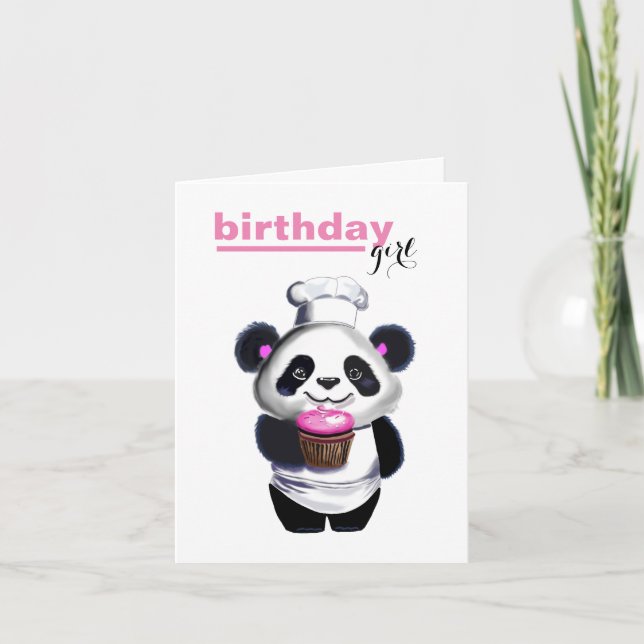 Cartes Pour Fêtes Annuelles Anniversaire de la fille mignonne Panda Bear (Devant)