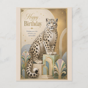 Cartes Pour Fêtes Annuelles Anniversaire de la Panthère des Neiges Dorée Éléga