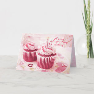 Cartes Pour Fêtes Annuelles Anniversaire de la Saint Valentin Cupcakes Rose