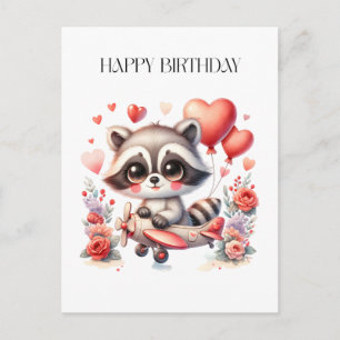 Cartes Pour Fêtes Annuelles Anniversaire de Raton Laveur Volant
