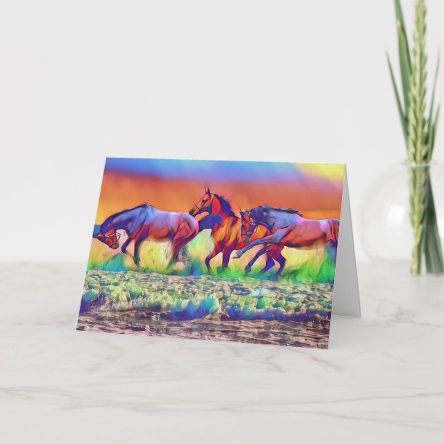 Cartes Pour Fêtes Annuelles Anniversaire des Chevaux de Frolicking (Devant)