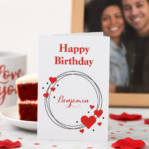 Cartes Pour Fêtes Annuelles Anniversaire des Coeurs rouges romantiques pour lu