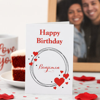Cartes Pour Fêtes Annuelles Anniversaire des Coeurs rouges romantiques pour lu