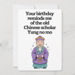 Cartes Pour Fêtes Annuelles Anniversaire drôle de vieux savant chinois Yung No