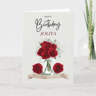 Cartes Pour Fêtes Annuelles Anniversaire du Bouquet de Rose Rouge