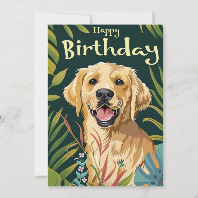 Cartes Pour Fêtes Annuelles Anniversaire du Golden Retriever (Devant)