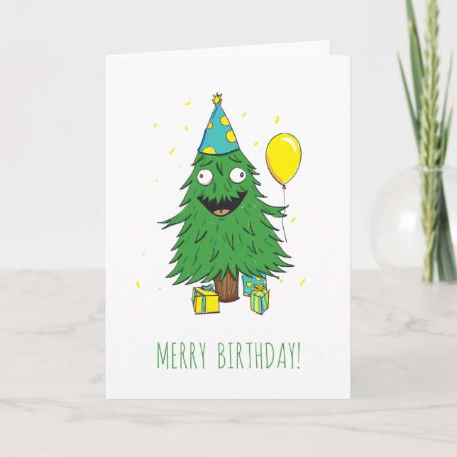 Cartes Pour Fêtes Annuelles Anniversaire Noël Arbre "Joyeux Anniversaire" Cart (Devant)