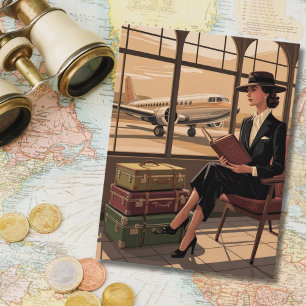 Cartes Pour Fêtes Annuelles Anniversaire Voyage Vintage Élégant Chic Aéroport