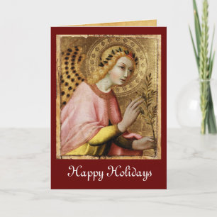 Cartes Pour Fêtes Annuelles ANNONCE ANGEL MONOGRAM, Rubis rouge
