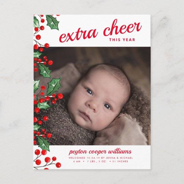 Cartes Pour Fêtes Annuelles ANNONCE DE BÉBÉ DE FÊTE | Joie de Noël (Devant)