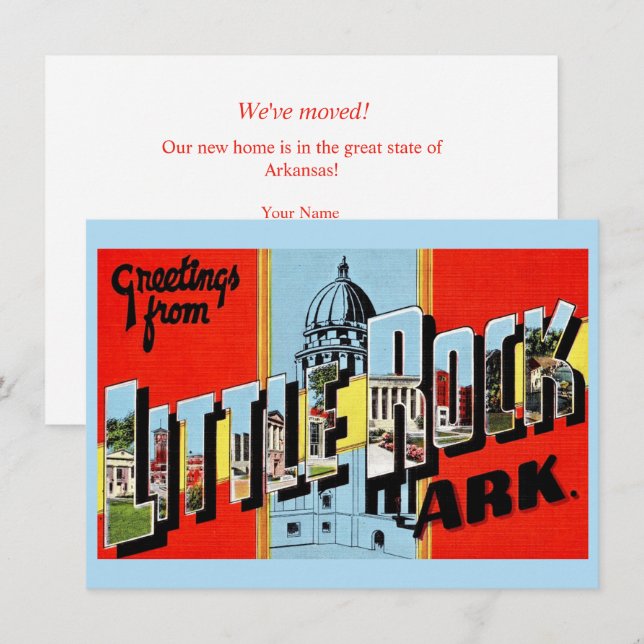Cartes Pour Fêtes Annuelles Annonce de déménagement à Little Rock, Arkansas (Devant / Derrière)