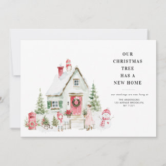 Cartes Pour Fêtes Annuelles Annonce de déménagement de Noël aquarelle pour la